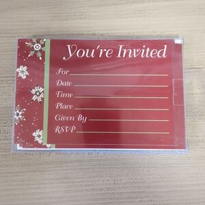 New Red Snowflake Holiday Christmas Invitations Set Of 8